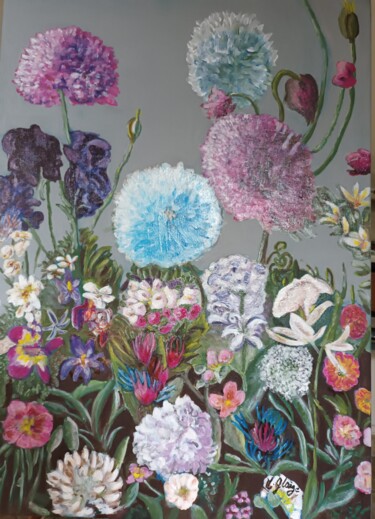 Pittura intitolato "Explosion florale" da Michele Glaize, Opera d'arte originale, Acrilico
