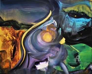 Malarstwo zatytułowany „SUR LES TRACES DES…” autorstwa Michele Guillot, Oryginalna praca, Akryl Zamontowany na Drewniana ram…