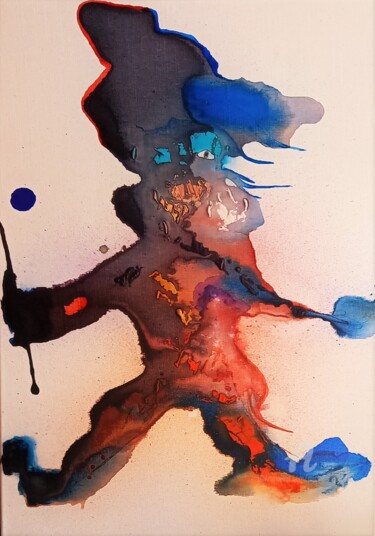 Painting titled "JONGLEUR / JUGGLER" by Michele Guillot, Original Artwork, Acrylic Mounted on Wood Stretcher frame