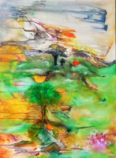 제목이 "RÊVERIE ORIENTALE /…"인 미술작품 Michele Guillot로, 원작, 아크릴 나무 들것 프레임에 장착됨