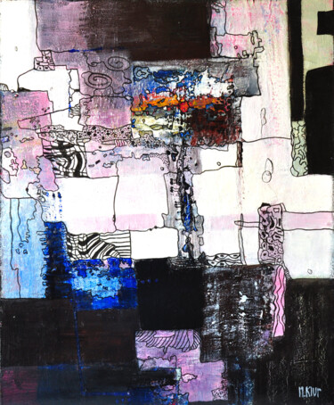 Картина под названием "Patchwork" - Michèle Klur, Подлинное произведение искусства, Акрил Установлен на Деревянная рама для…