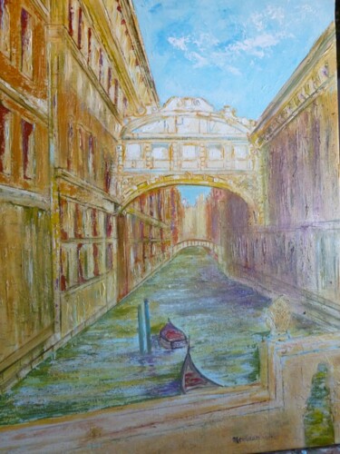 Peinture intitulée "Venise le pont des…" par Michèle Nerriere Mengozzi, Œuvre d'art originale, Huile