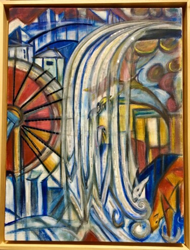 Peinture intitulée "Le moulin enchanté…" par Michèle Péré, Œuvre d'art originale, Huile Monté sur Châssis en bois