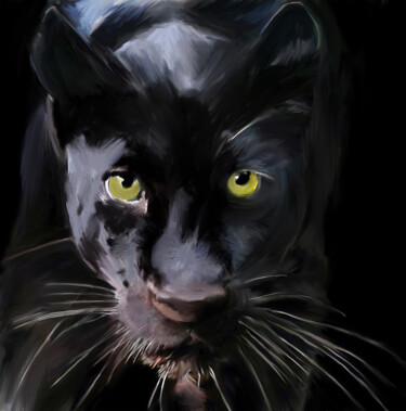 Digital Arts titled "Black Panther" by Michele Poenicia, Original Artwork, Digital Painting