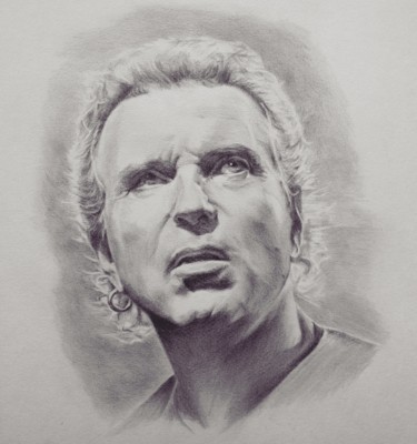 Drawing titled ""Bernard Lavilliers…" by Michèle Rais, Original Artwork, Graphite