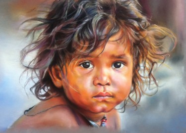 Painting titled "Série "Portraits en…" by Michèle Rais, Original Artwork, Pastel