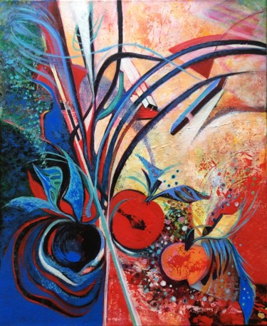Painting titled "Ma Pomme" by Michèle Padoy, Original Artwork, Acrylic