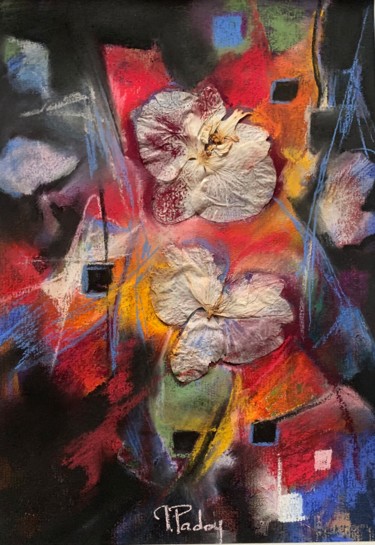 Pintura intitulada "phalaenopsis aux dè…" por Michèle Padoy, Obras de arte originais, Pastel Montado em Cartão