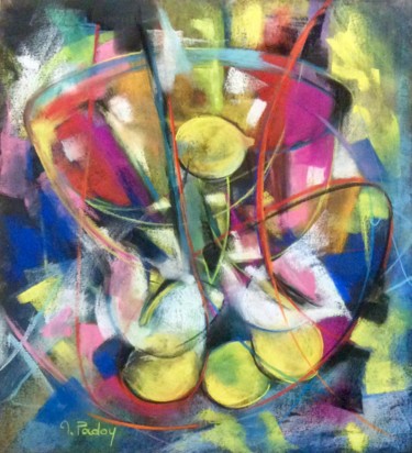 Peinture intitulée "coupe de fleurs,  a…" par Michèle Padoy, Œuvre d'art originale, Pastel