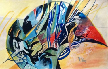 Pintura intitulada "Nautilus" por Michèle Padoy, Obras de arte originais, Aquarela Montado em Cartão