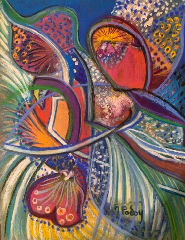 Pintura intitulada "Volutes florales" por Michèle Padoy, Obras de arte originais, Pastel