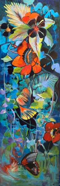 제목이 "Merveilleux jardin"인 미술작품 Michèle Padoy로, 원작, 아크릴 나무 들것 프레임에 장착됨