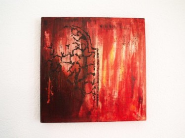 Peinture intitulée "La porte rouge" par M., Œuvre d'art originale