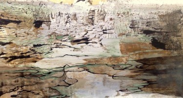 Schilderij getiteld "Lac souterrain" door M., Origineel Kunstwerk