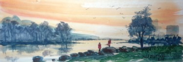 Peinture intitulée "1802 10 Paysage" par Michel Estival, Œuvre d'art originale, Aquarelle