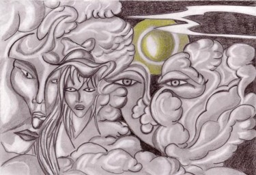 Painting titled "LUNA" by Michele Tortorelli, Original Artwork, Pencil