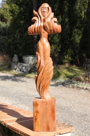 Sculpture intitulée "Divinité" par Michel Ferre, Œuvre d'art originale, Bois