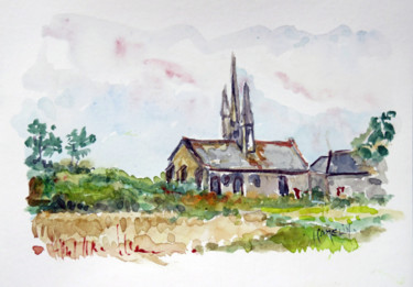 Peinture intitulée "La chapelle de Tron…" par Michel Hamelin, Œuvre d'art originale, Aquarelle