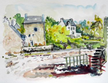 Malerei mit dem Titel "Mimosas à Pont Aven" von Michel Hamelin, Original-Kunstwerk, Aquarell
