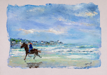 Peinture intitulée "Trot ou galop sur l…" par Michel Hamelin, Œuvre d'art originale, Huile Monté sur Châssis en bois