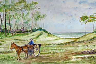 Peinture intitulée "Voiture à sableaux…" par Michel Hamelin, Œuvre d'art originale, Aquarelle