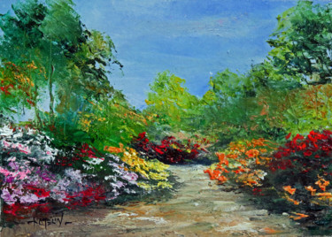 Pittura intitolato "Le parc floral de B…" da Michel Hamelin, Opera d'arte originale, Olio Montato su Telaio per barella in l…