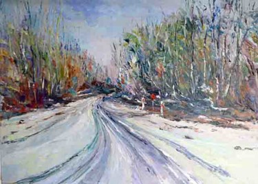 Peinture intitulée "route de Dordogne" par Michel Hamelin, Œuvre d'art originale, Huile