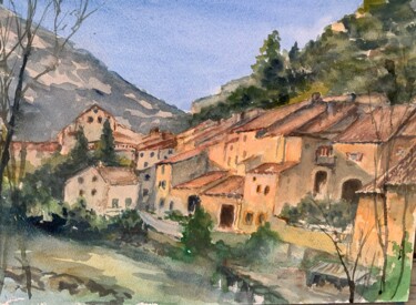 Painting titled "SAINT GUILHEM LE DE…" by Michel Kulisa, Original Artwork, Watercolor