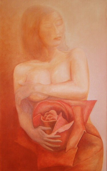 Schilderij getiteld "la-dame-de-coeur." door Michelle Dechaud, Origineel Kunstwerk