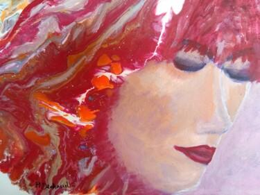 Pintura intitulada "les cheveux rouges.…" por Michelle Dechaud, Obras de arte originais, Acrílico