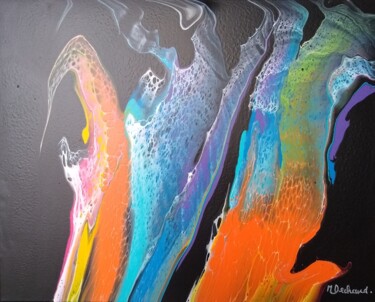 Painting titled "Geyser" by Michelle Dechaud, Original Artwork, Acrylic Mounted on Wood Stretcher frame