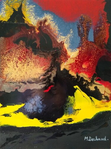 Pittura intitolato "Feux d'artifice." da Michelle Dechaud, Opera d'arte originale, Smalto