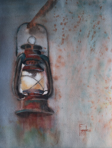 "la lampe" başlıklı Tablo Michelle Thébault (Farane) tarafından, Orijinal sanat, Suluboya
