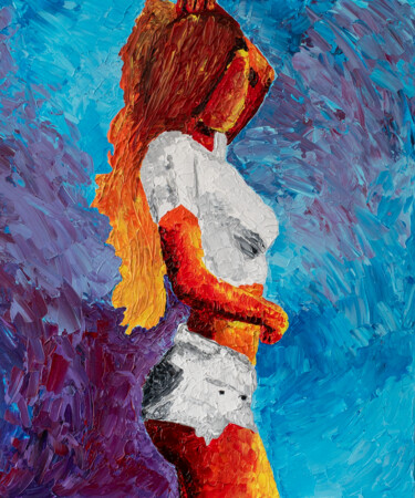 Картина под названием "Girl in Cheeky Whit…" - Michel Meppelink, Подлинное произведение искусства, Акрил