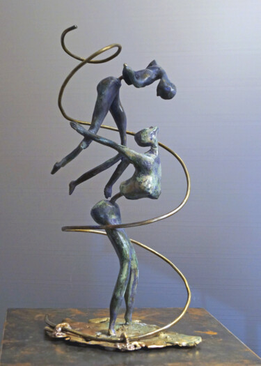 Sculptuur getiteld "Les yeux dans les y…" door Michel Neuville, Origineel Kunstwerk, Bronzen