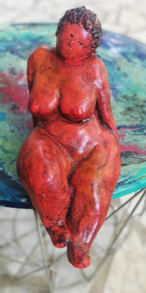 Sculptuur getiteld "maman relax" door Joelle Michenet, Origineel Kunstwerk, Terra cotta