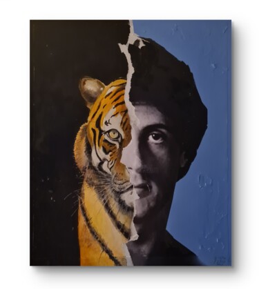 Malerei mit dem Titel "" Eye Of the Tiger "" von Mickael Hert, Original-Kunstwerk, Acryl