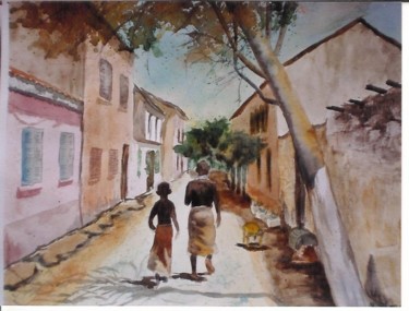 Peinture intitulée "mauritaniens" par Mickael Thébault, Œuvre d'art originale