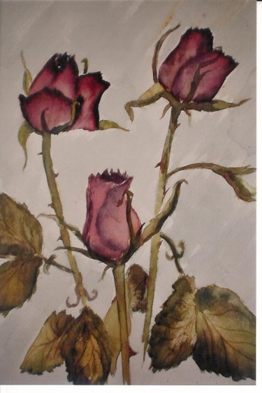 Peinture intitulée "rosiers" par Mickael Thébault, Œuvre d'art originale