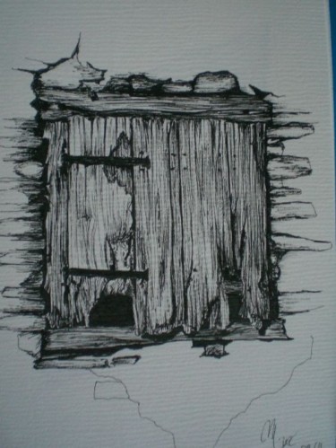 Dessin intitulée "fenetre de grenier" par Mickael Thébault, Œuvre d'art originale