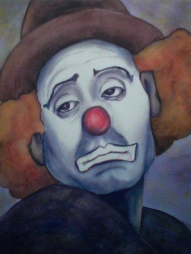 Peinture intitulée "clown triste" par Mickael Thébault, Œuvre d'art originale