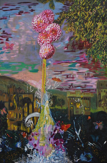 Картина под названием "The Fountain of Life" - Mieke Van Os, Подлинное произведение искусства, Масло Установлен на Деревянна…