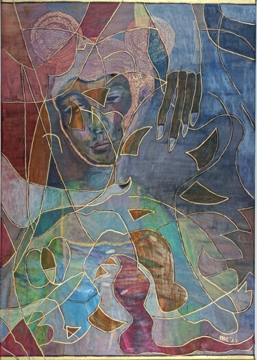 Ζωγραφική με τίτλο "La giovane donna st…" από Mieke Van Os, Αυθεντικά έργα τέχνης, Ακρυλικό Τοποθετήθηκε στο Άλλος άκαμπτος…