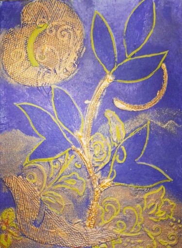 Colagens intitulada "Golden purple colla…" por Miglena Kostova, Obras de arte originais, Colagens