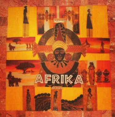 Collages titulada "Afrique-Exotique et…" por Miglena Kostova, Obra de arte original, Cinta adhesiva
