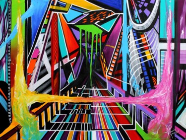 Schilderij getiteld "Pensamiento Diverge…" door Miguel Alarcón Molina, Origineel Kunstwerk, Acryl Gemonteerd op Frame voor h…
