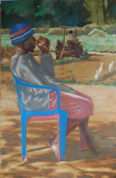 Painting titled "Muchacho agricultor" by Miguel Alcantara, Original Artwork, Oil