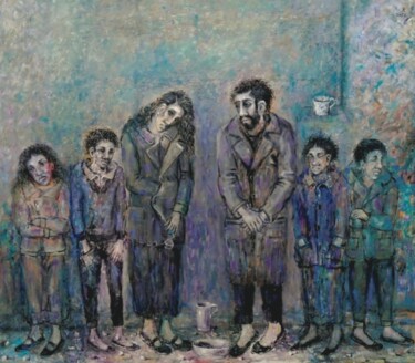 Painting titled "Familia" by Miguel Ángel Sáez, Original Artwork, Oil