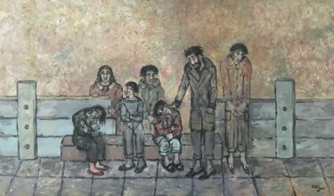 Painting titled "Familia 4" by Miguel Ángel Sáez, Original Artwork, Oil