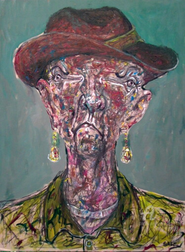 Painting titled "Personaje" by Miguel Ángel Sáez, Original Artwork, Oil